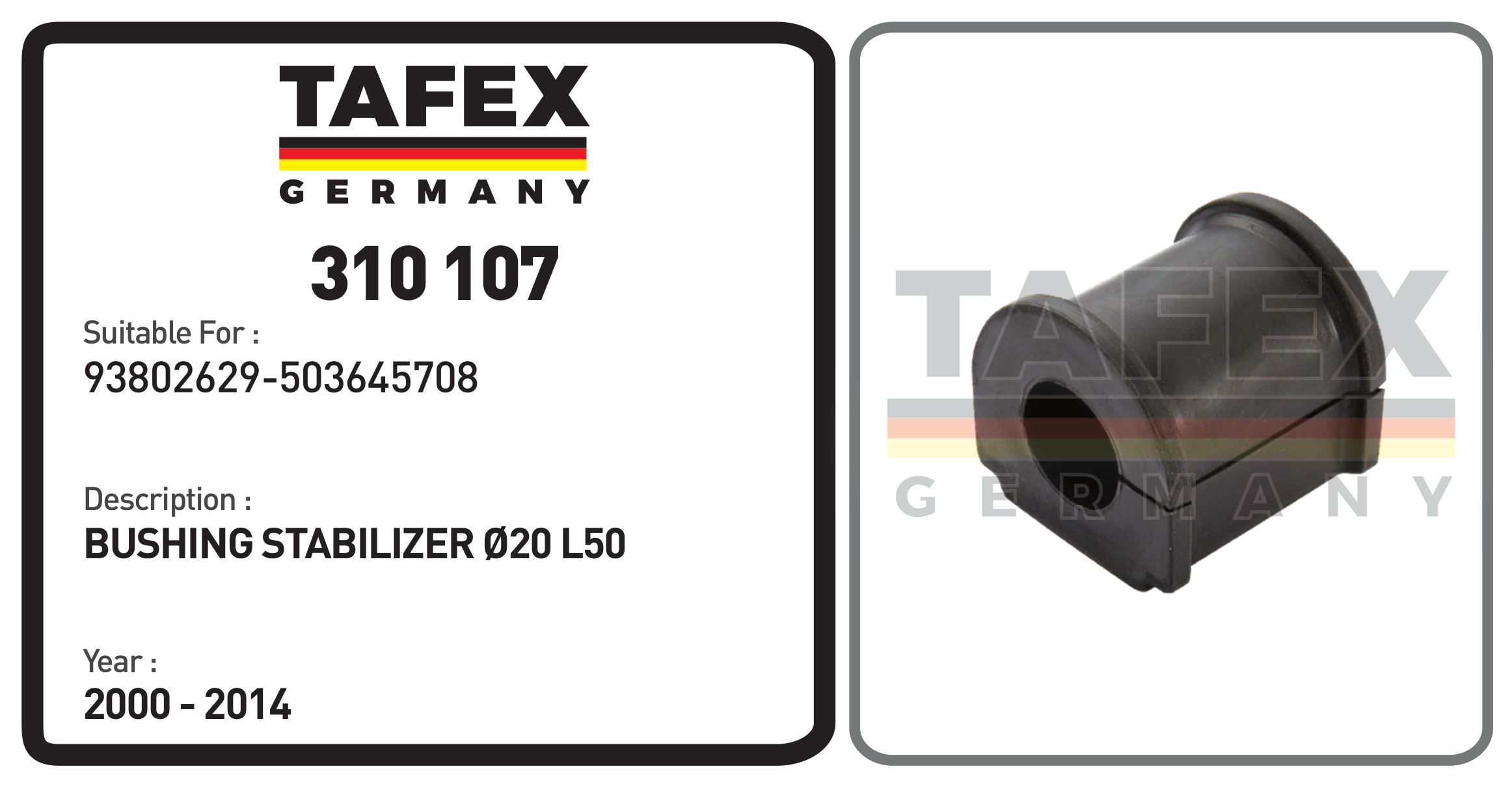 Bushing Stabilizer Ø20 L50 — TAFEX 310107 product image