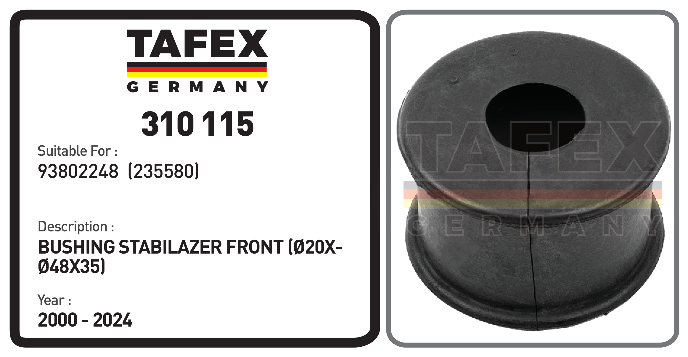 Bushing Stabilizer Front (Ø20xø48x35) — TAFEX 310115 product image