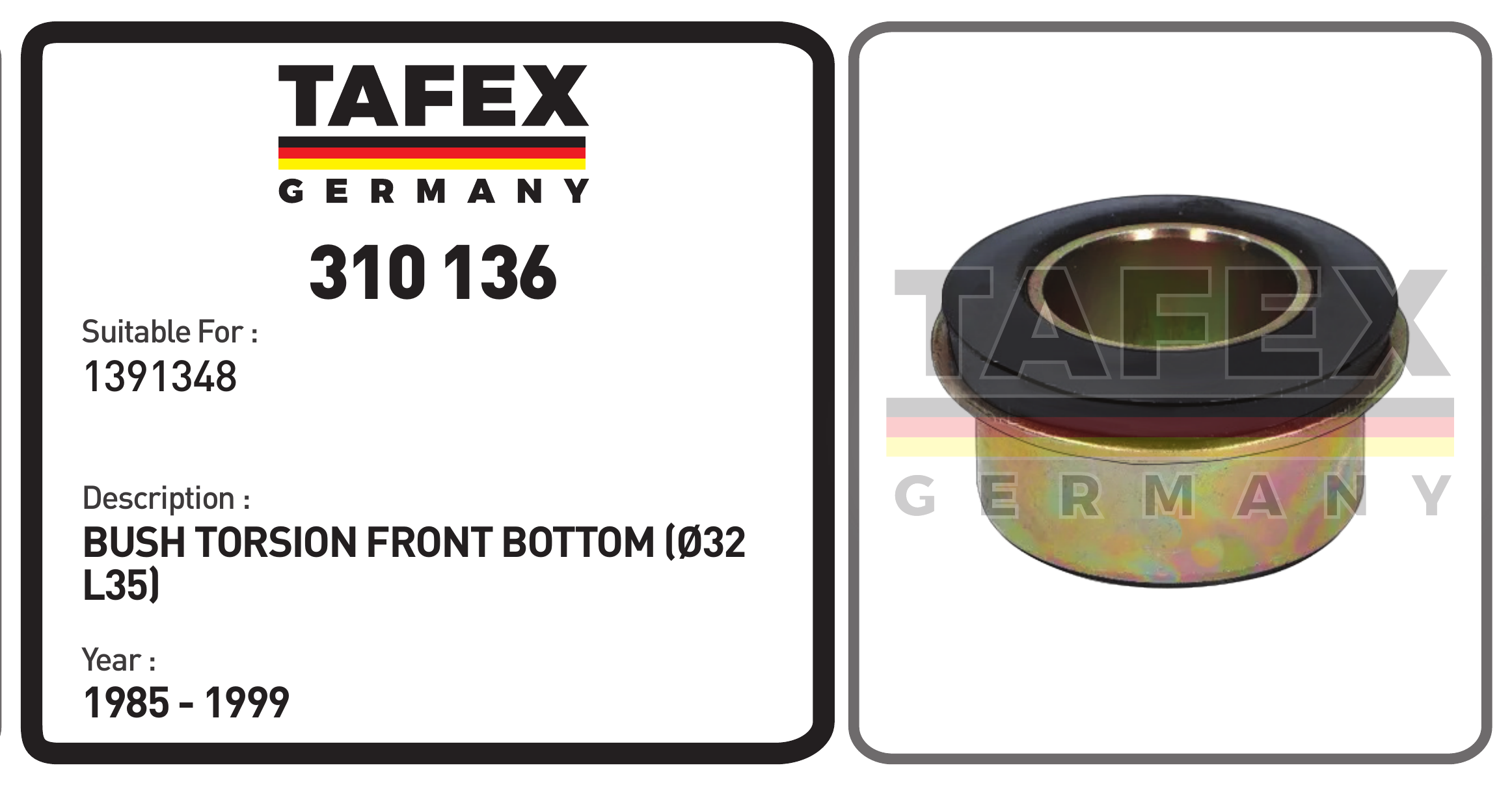 Bush Torsion Front Bottom (Ø32 L35) — TAFEX 310136 product image