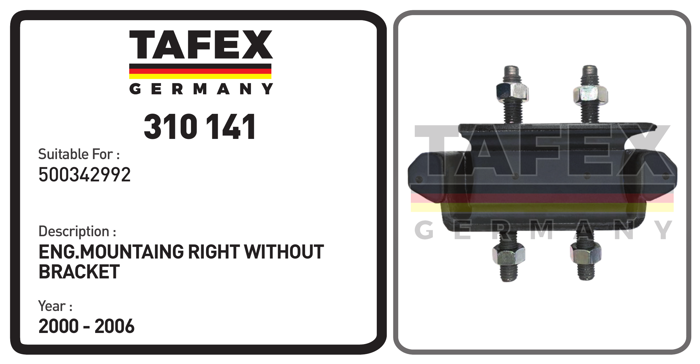 Engine Mounting Right Without Bracket — TAFEX 310141 product image