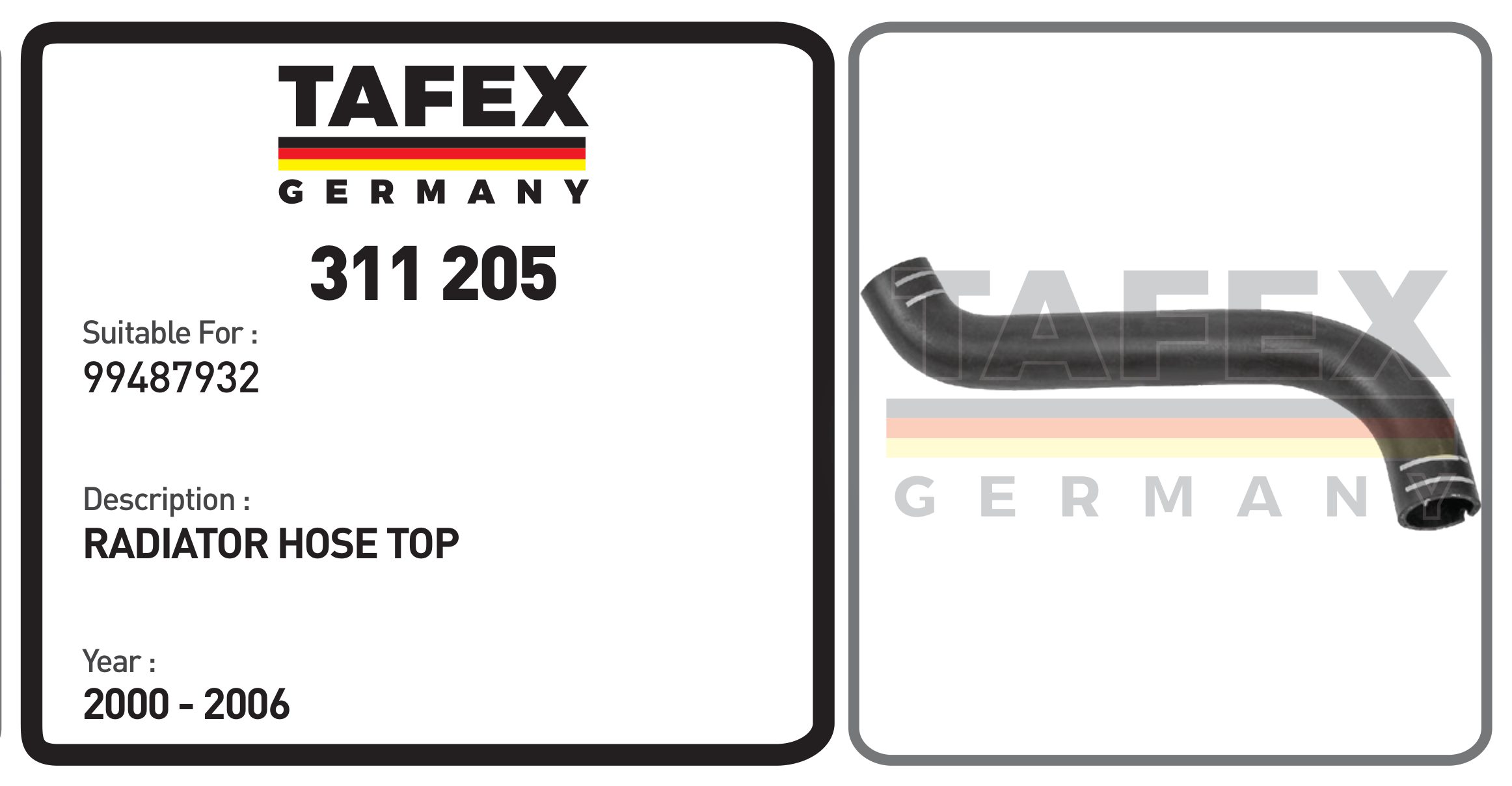 Radiator Hose Top — TAFEX 311205 product image