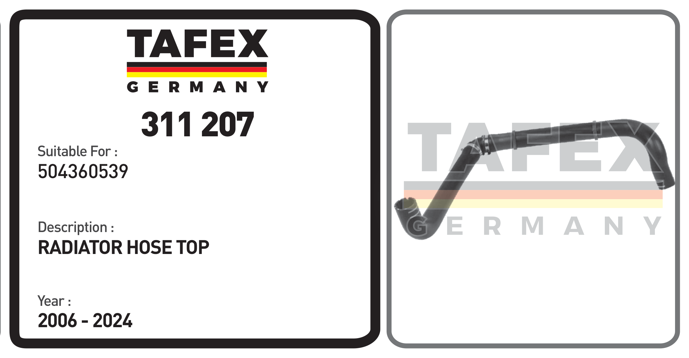 Radiator Hose Top — TAFEX 311207 product image