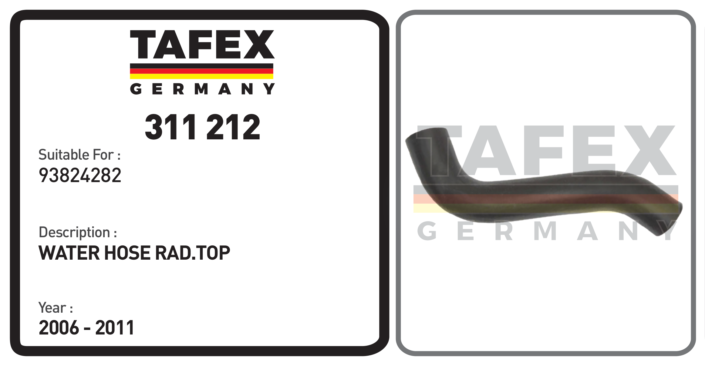 Water Hose Radiator Top — TAFEX 311212 product image