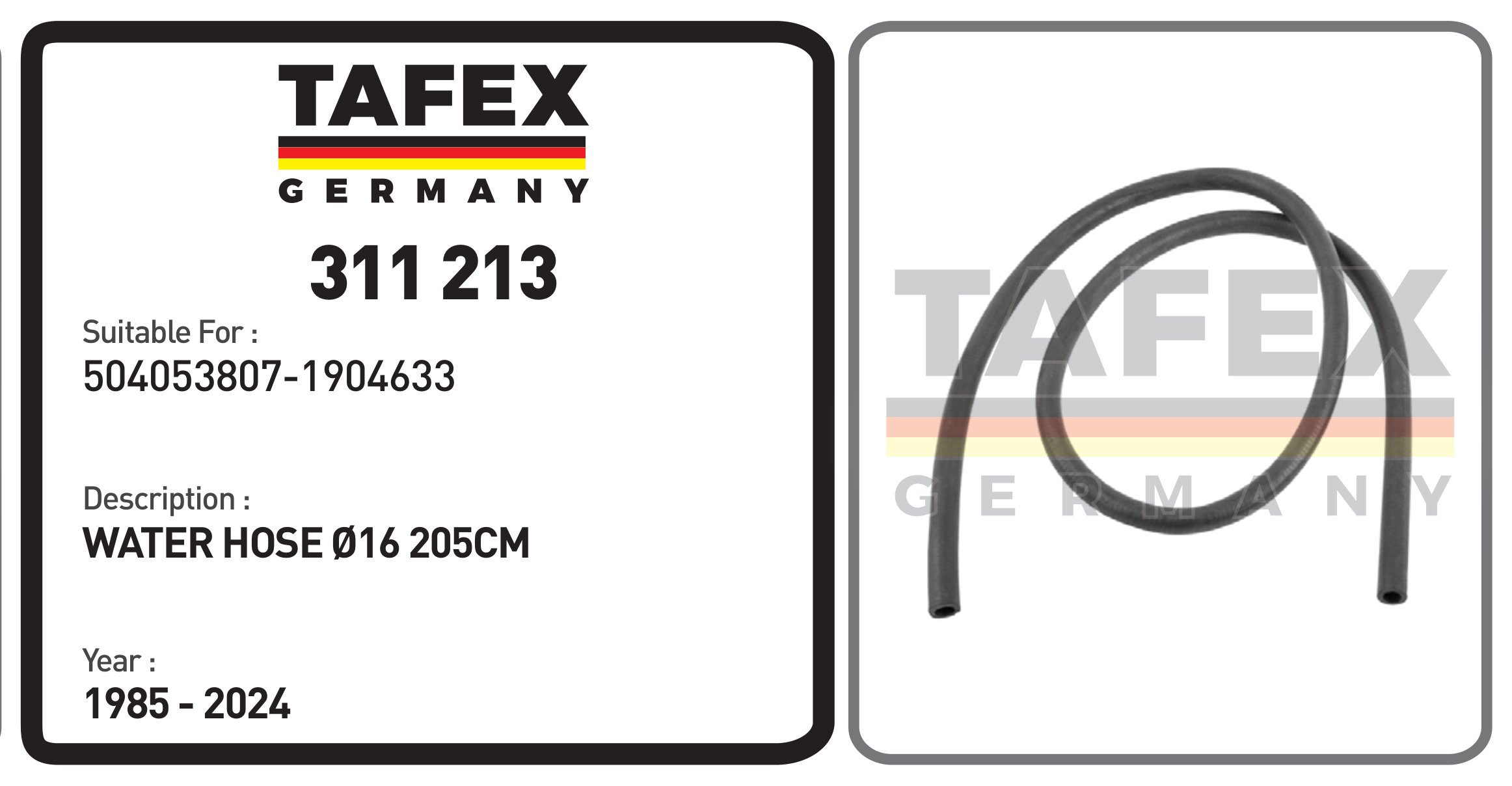 Water Hose Ø16 205cm — TAFEX 311213 product image