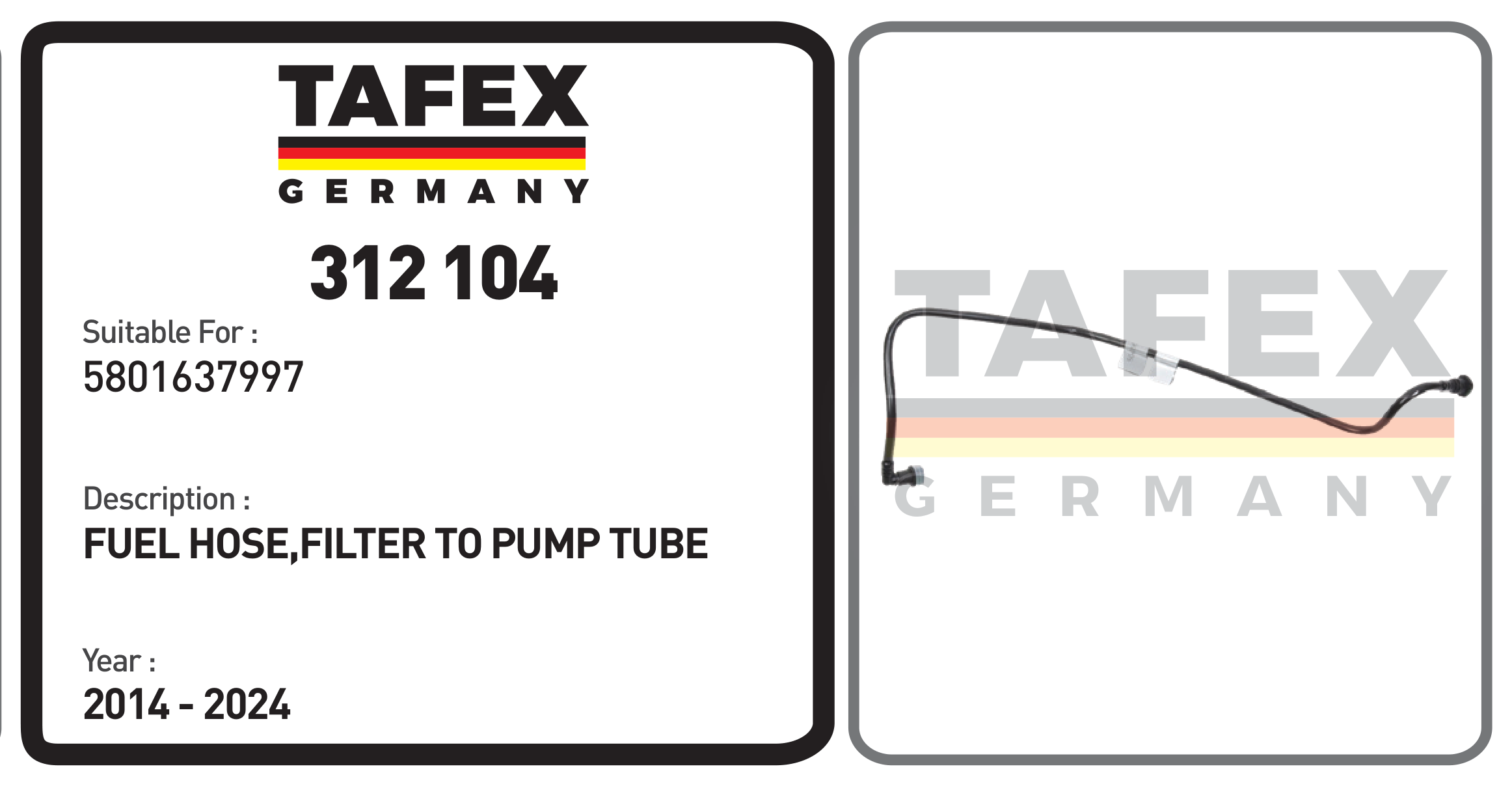 Fuel Hose, Filter To Pump Tube — TAFEX 312104 product image