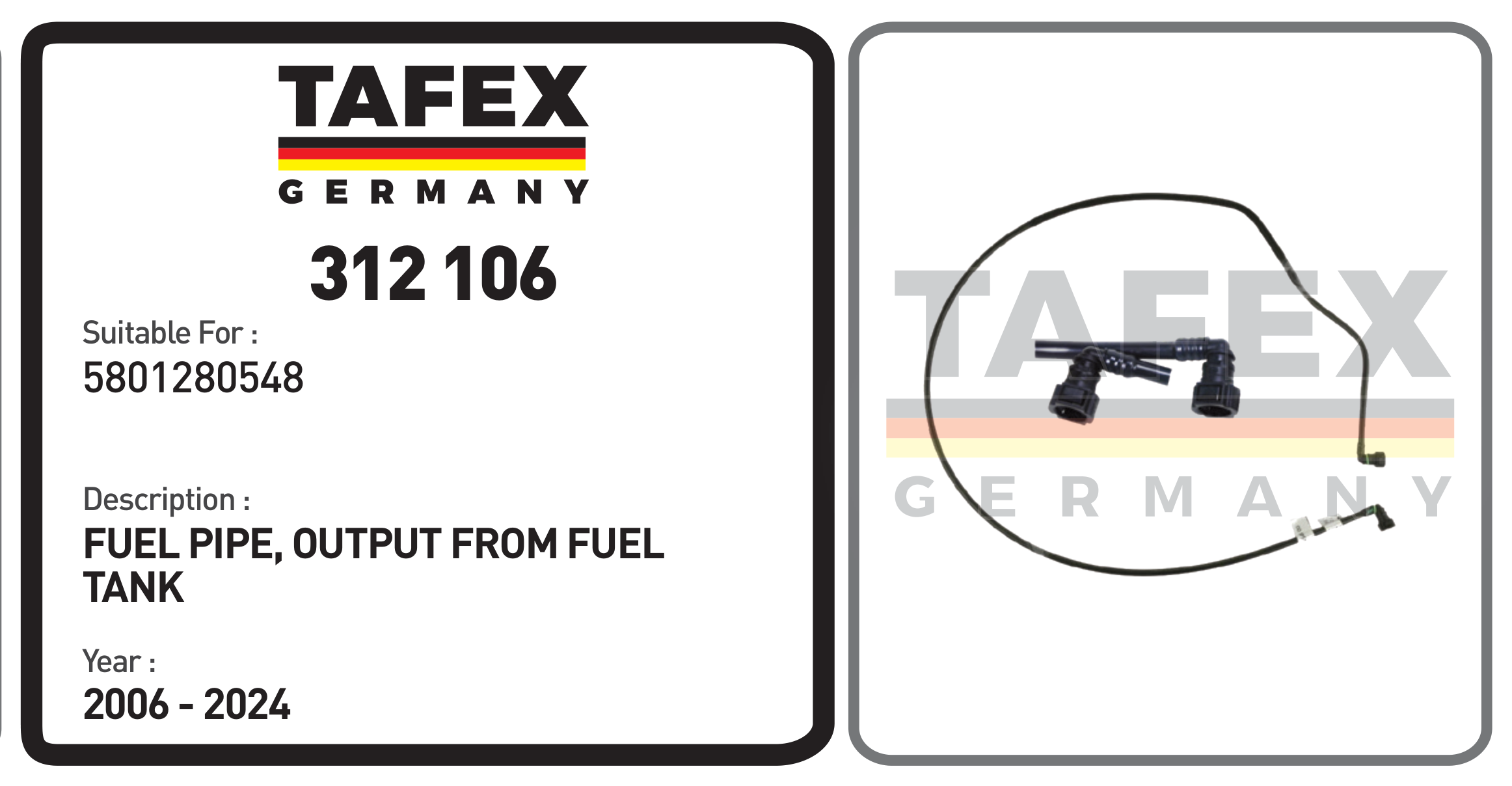 Fuel Pipe, Output From Fuel Tank — TAFEX 312106 product image