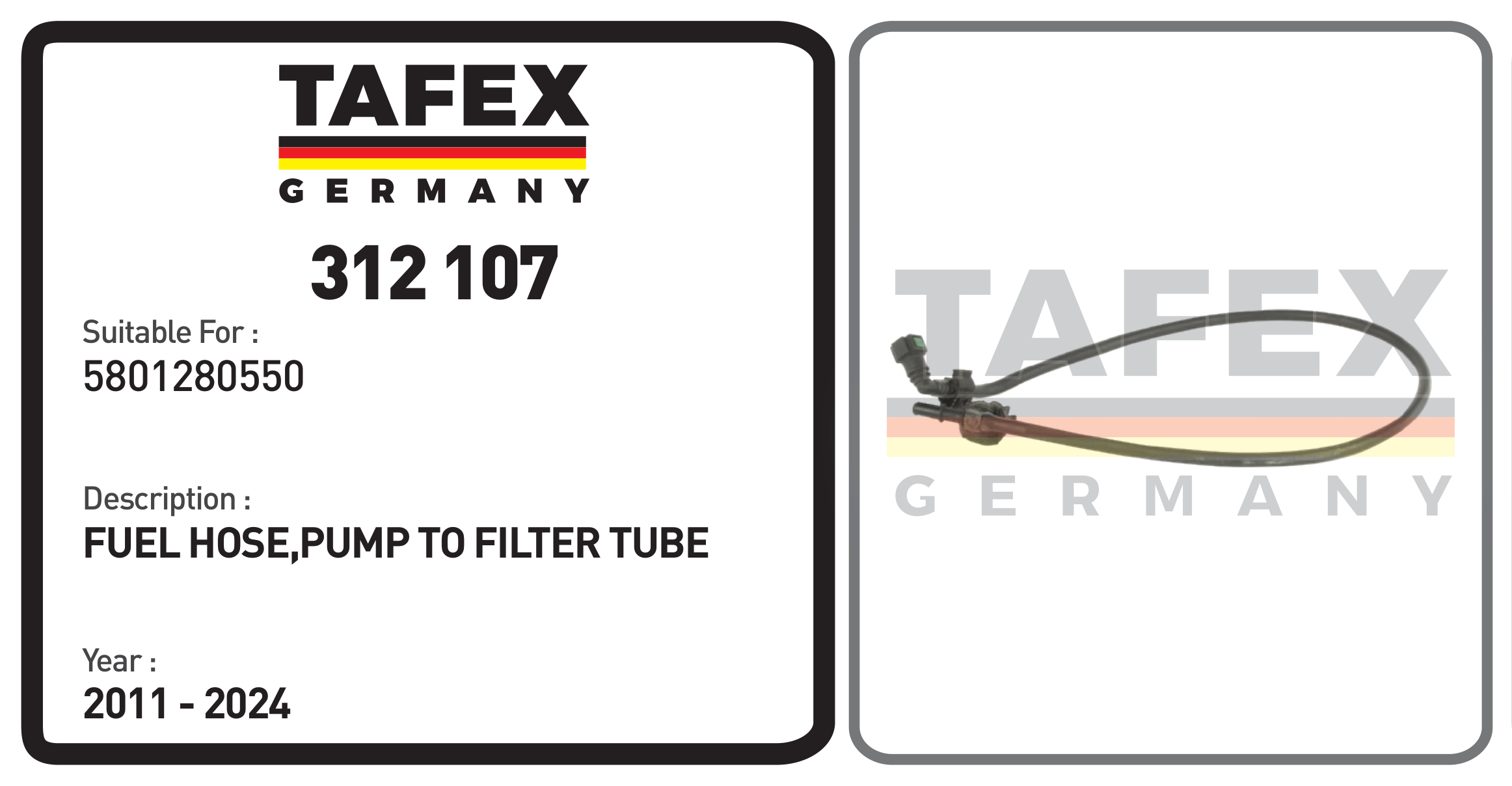 Fuel Hose, Pump To Filter Tube — TAFEX 312107 product image