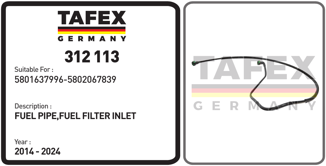 Fuel Pipe, Fuel Filter Inlet — TAFEX 312113 product image