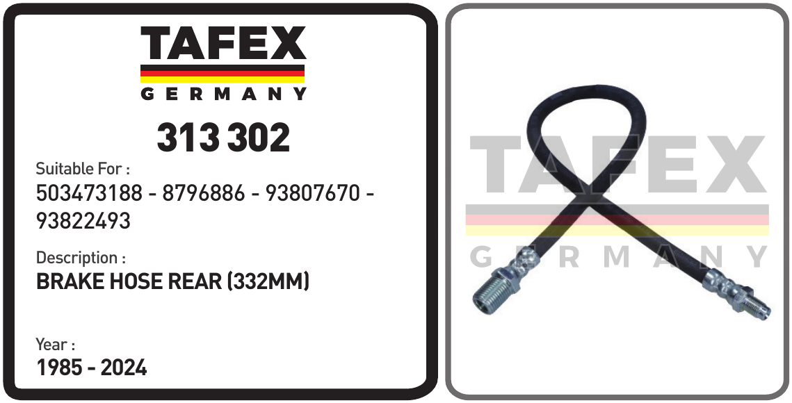 Brake Hose Rear (332mm) — TAFEX 313302 product image