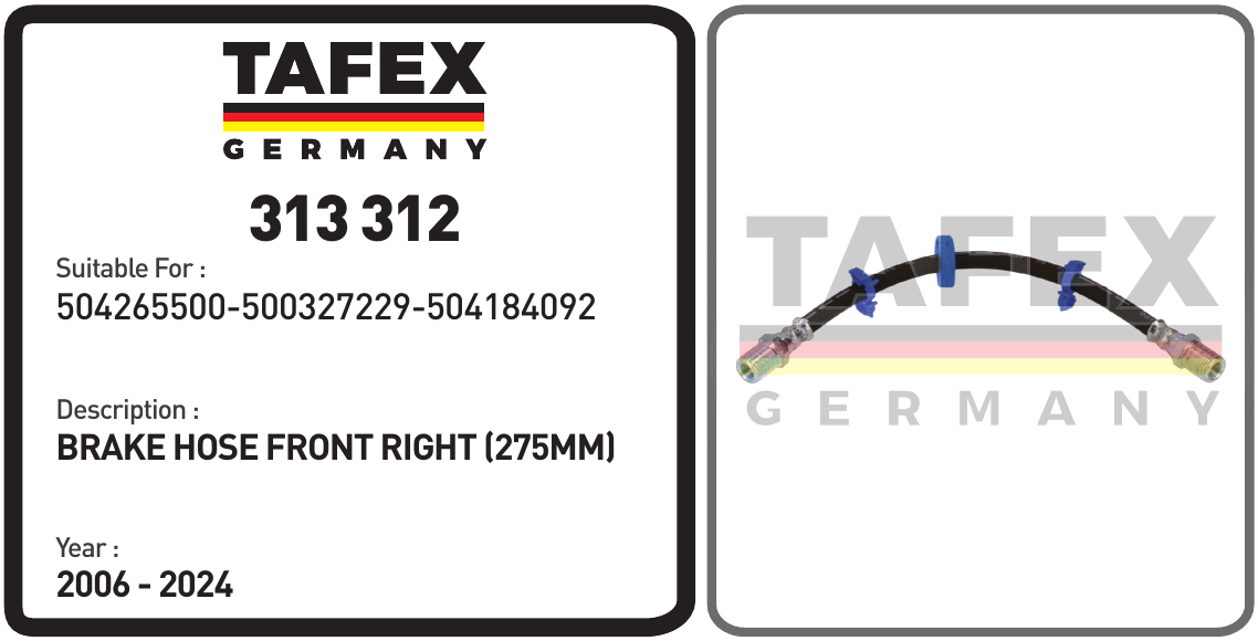 Brake Hose Front Right (275mm) — TAFEX 313312 product image
