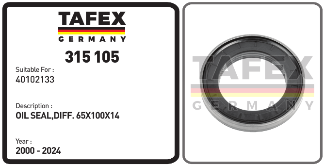 Oil Seal, Diff. 65x100x14 — TAFEX 315105 product image
