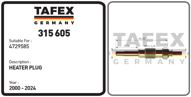 Heater Plug — TAFEX 315605 product image