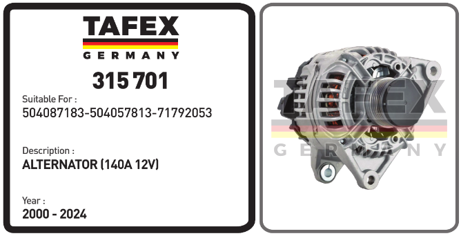 Alternator (140a 12v) — TAFEX 315701 product image