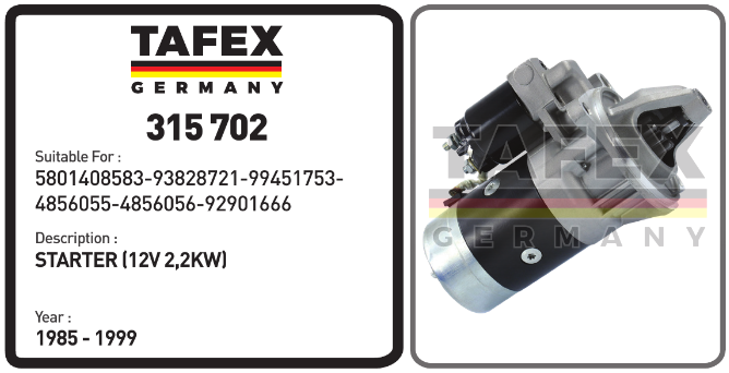 Starter (12v 2, 2kw) — TAFEX 315702 product image