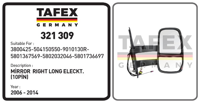 Mi̇rror Right Long Eleckt.(10pi̇n) — TAFEX 321309 product image