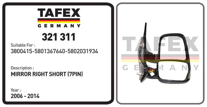 Mirror Right Short (7pin) — TAFEX 321311 product image