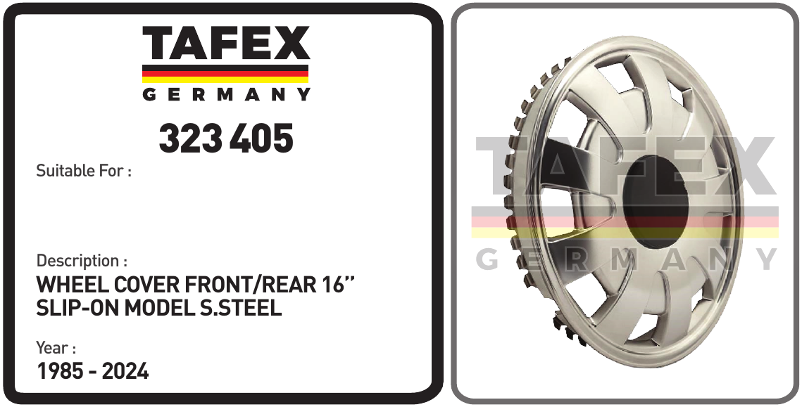 Wheel Cover Front/Rear 16'' Slip-On Model Stainless Steel — TAFEX 323405 product image