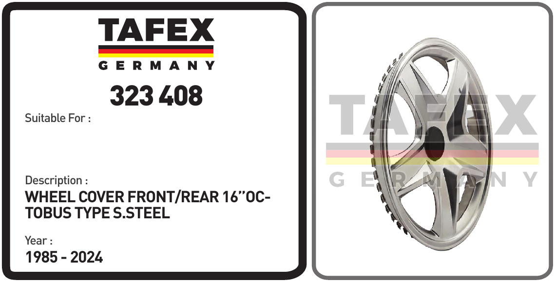Wheel Cover Front/Rear 16''octobus Type Stainless Steel — TAFEX 323408 product image