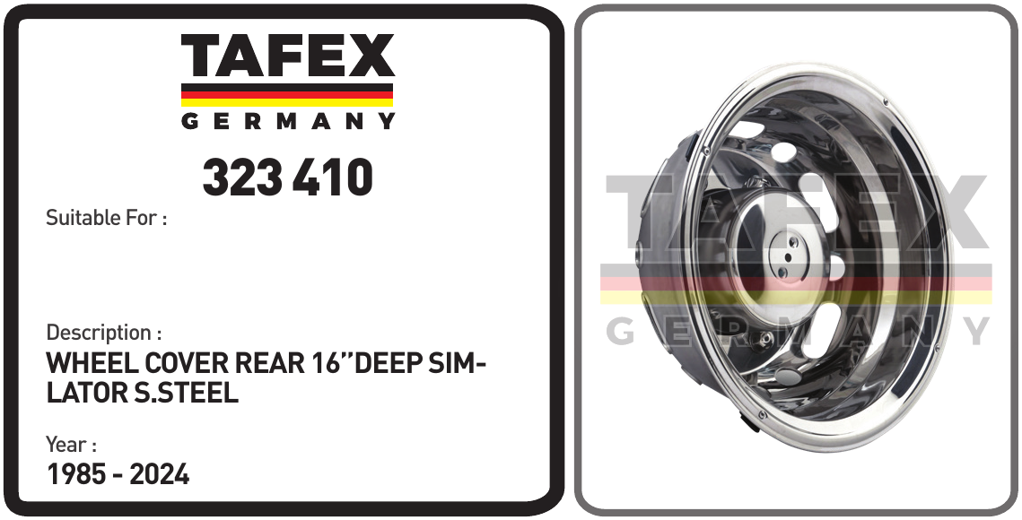 Wheel Cover Rear 16''deep Simulator Stainless Steel — TAFEX 323410 product image